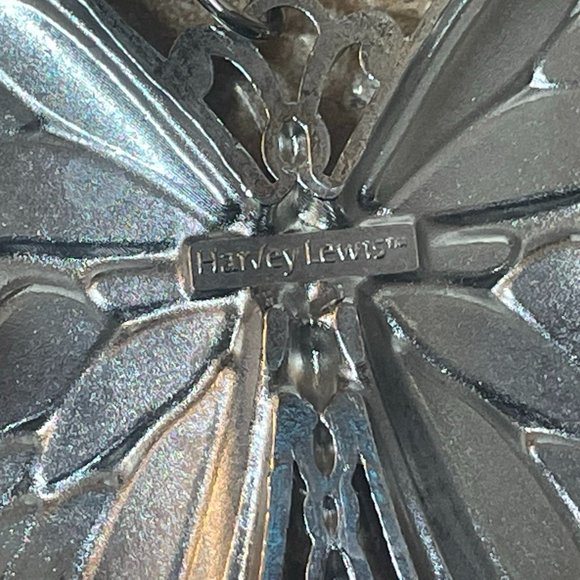 VINTAGE JEWEL KADE OVERSIZE LINK NECKLACE W/ HARVEY LEWIS BIG ENAMEL BUTTERFLY - Picture 11 of 13